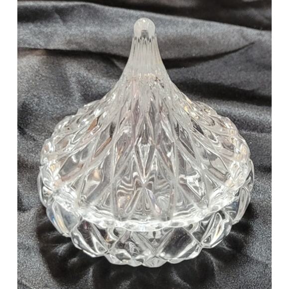 Vtg 1996 Clear Cut Glass Trinket Jar Jewelry Candy Keepsake Teardrop Shape Lid - Picture 2 of 11